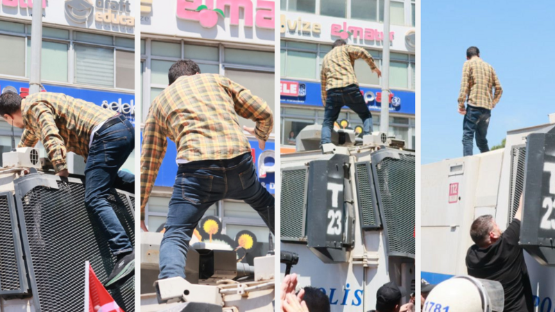 İzmir'de TOMA'ya çıkan öğretmen tutuklandı, görevden uzaklaştırıldı